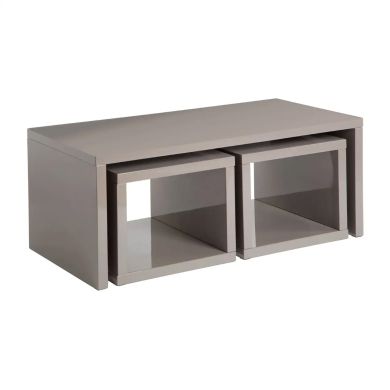 Madrid Wooden Coffee Table With 2 Side Tables In Dark Grey