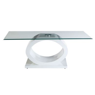 Hagley Rectangular Clear Glass Coffee Table With White High Gloss Base