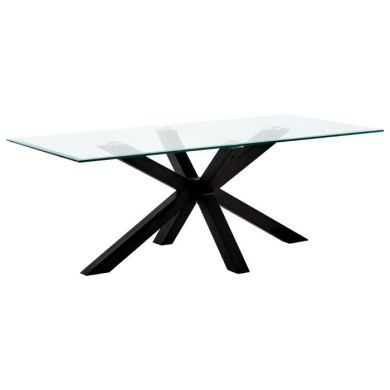 Hagley Rectangular Clear Glass Coffee Table With Black Metal Legs