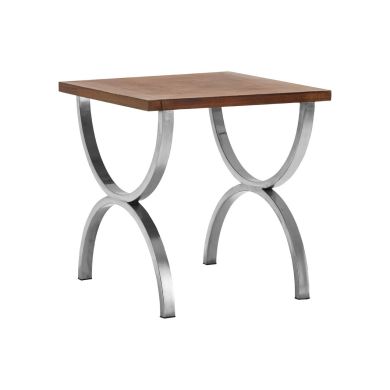 Greenwich Wooden Side Table In Natural With Stainless Steel Legs