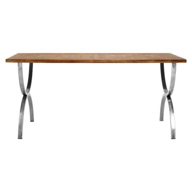 Greenwich Wooden Dining Table In Natural With Stainless Steel Legs