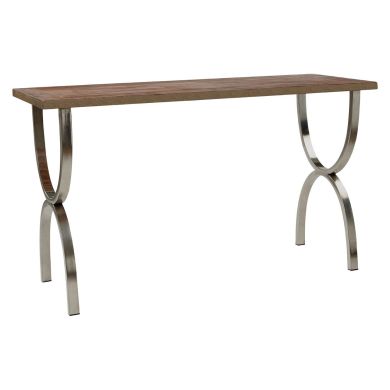 Greenwich Wooden Console Table In Natural With Stainless Steel Legs