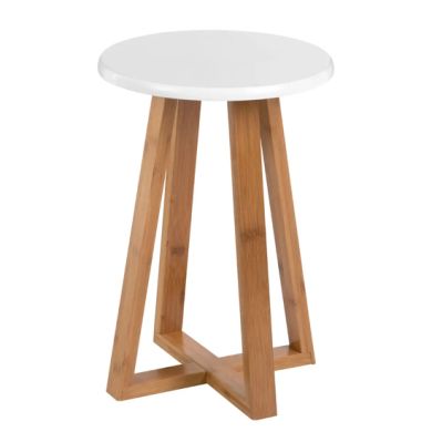Viborg Bamboo Round Stool In White