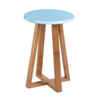 Viborg Bamboo Round Stool In Blue