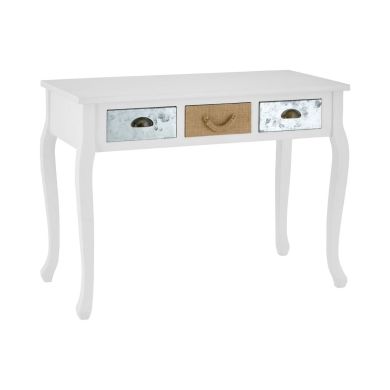 Weymouth Wooden Console Table In White With 3 Drawers