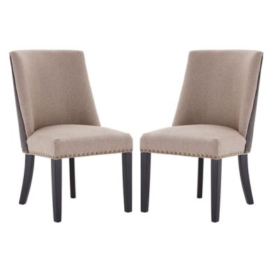 Rodeo Beige Leather Effect Dining Chairs With Birchwood Legs In Pair