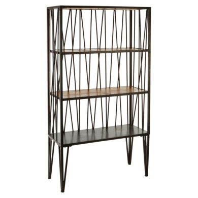 Neasden 3 Tier Wooden Shelving Unit In Natural With Black Metal Frame