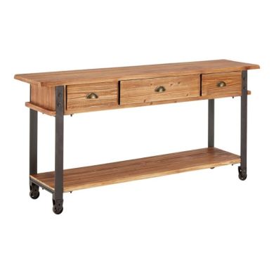 Neasden Wooden Console Table With 3 Drawers In Natural