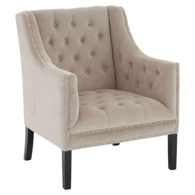 Regents Velvet Armchair In Light Camel With Black Legs
