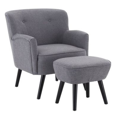 Osorno Fabric Upholstered Armchair With Footstool In Grey