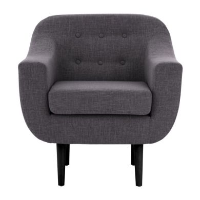 Odense Fabric Armchair In Dark Grey With Black Wooden Legs