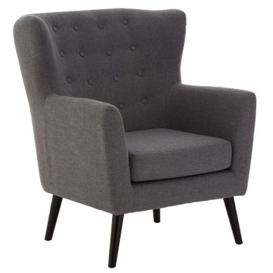 Odense Fabric Armchair In Grey With Black Wooden Legs