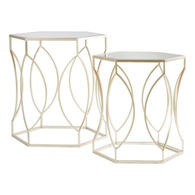 Avebury Mirrored Top Set Of 2 Side Tables In Champagne