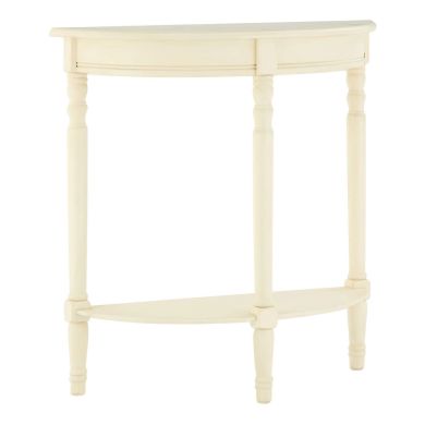 Heritage Half Moon Wooden Console Table In Antique White