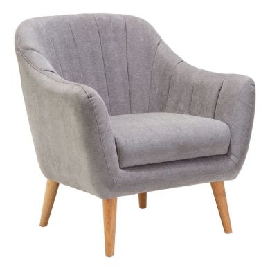 Zurichy Fabric Armchair In Grey With Wooden Legs