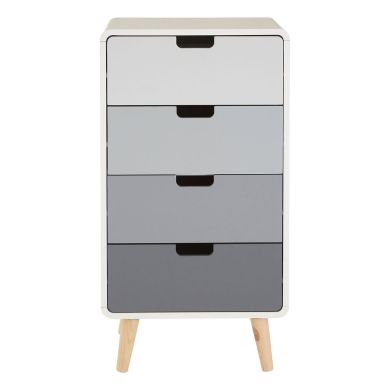 Milo Wooden Chest Of 4 Drawers In In White And Grey
