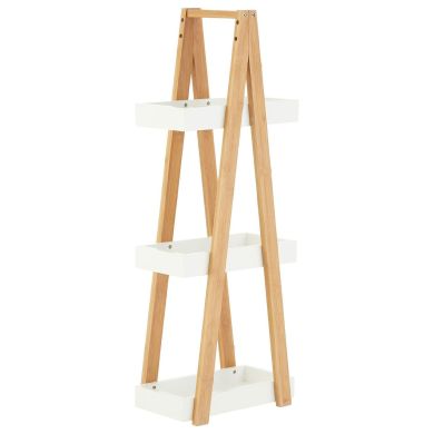 Nostra 3 Tier Wooden Shelving Unit In White High Gloss And Bamboo