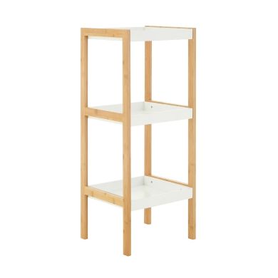 Nostra 3 Tier Wooden Shelving Unit In White High Gloss And Natural