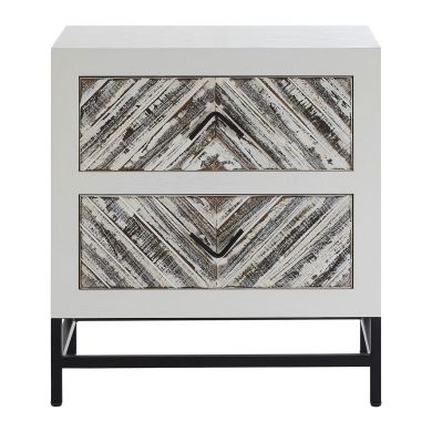 Lombok Clean Lined Wooden Bedside Cabinet In White With 2 Drawers