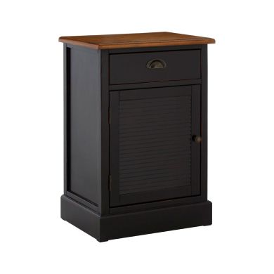 Virginia Wooden Bedside Cabinet In Black With 1 Door And 1 Drawer