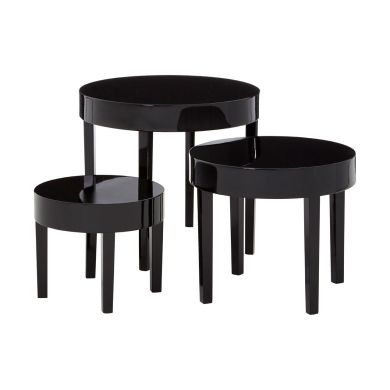 Mortiz Wooden Nest Of 3 Tables In Black High Gloss