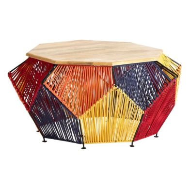 Fusion Mango Wooden Coffee Table With Multicolour Base