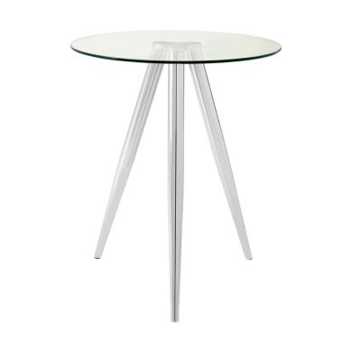 Baldock Round Clear Glass Bar Table With Chrome Metal Legs