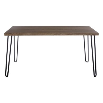 Borough Wooden Dining Table In Natural With Black Metal Legs
