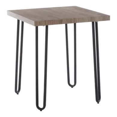 Balder Wooden Side Table In Natural With Black Metal Legs
