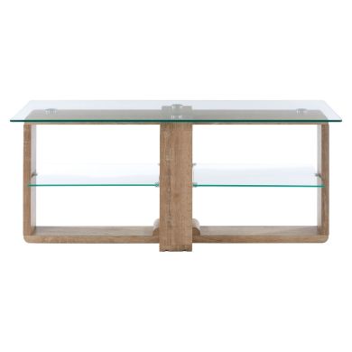 Barton Clear Glass Top TV Stand With Glass Shelf