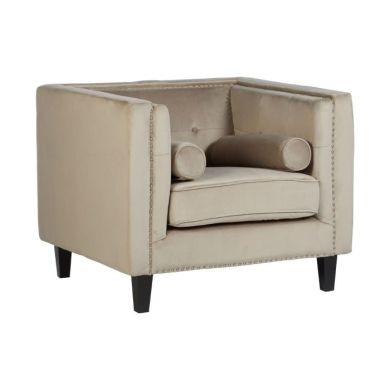 Fethiye Velvet Upholstered Armchair In Mink