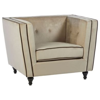 Frejus Velvet Upholstered Armchair In Mink