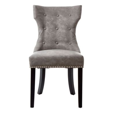 Daxton Faux Leather Dining Chair In Grey Leather Effect