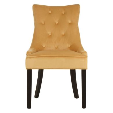 Daxton Velvet Buttoned Dining Chair In Light Gold