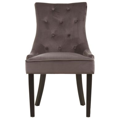 Daxton Velvet Buttoned Dining Chair In Storm Grey