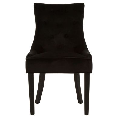 Daxton Velvet Buttoned Dining Chair In Black