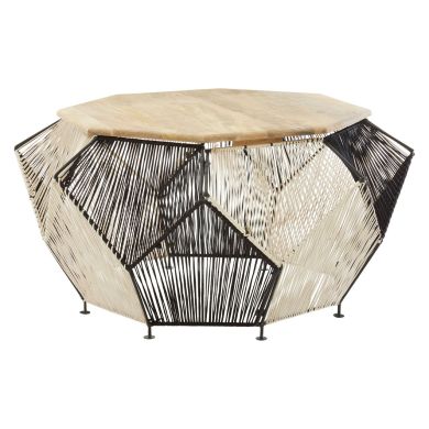 Fusion Mango Wooden Coffee Table With Monochromatic Base