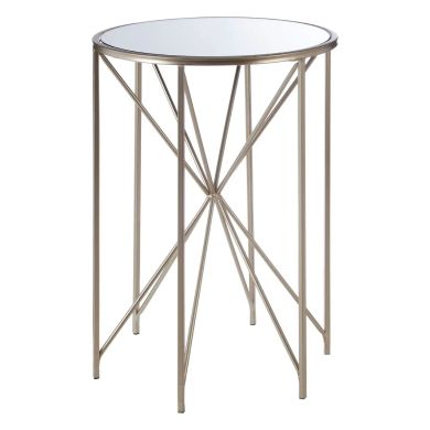 Arcana Round Mirrored Side Table With Champagne Frame