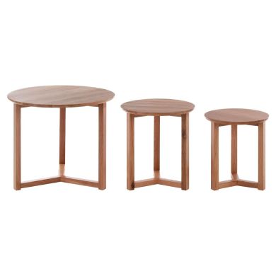 Visby Wooden Set Of 3 Side Tables In Oak