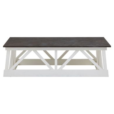 Monas Stone Top Coffee Table With White Wooden Frame