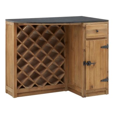 Toba Wooden Bar Storage Cabinet With Wine Rack In Natural