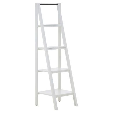 Dayak Ladder Design 4 Tier Wooden Shelving Unit In White
