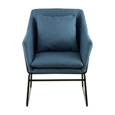 Stockholm Fabric Bedroom Chair In Blue With Black Metal Frame