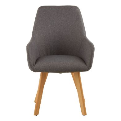 Stockholm Fabric Leisure Bedroom Chair In Grey With Black Metal Frame