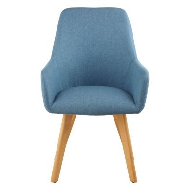 Stockholm Fabric Leisure Bedroom Chair In Blue With Black Metal Frame