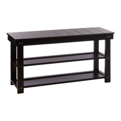 Alosta Wooden 2 Tier Shoe Rack Bench In Black