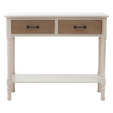 Heritage Wooden Console Table In Pearl White With 2 Drawers