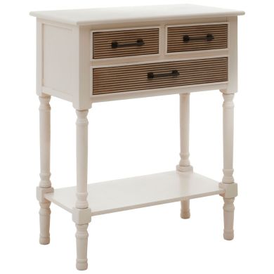 Heritage Wooden Console Table In Pearl White With 3 Drawers