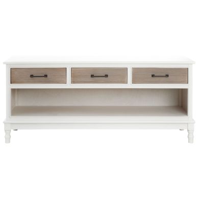 Heritage Wooden TV Stand In Pearl White With 3 Drawers
