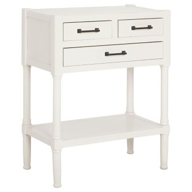 Heritage Wooden Console Table In White With 3 Drawers